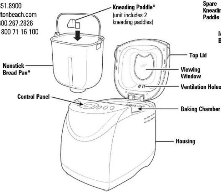 HAMILTON BEACH Home Baker 29881 - Parts and Features - 1