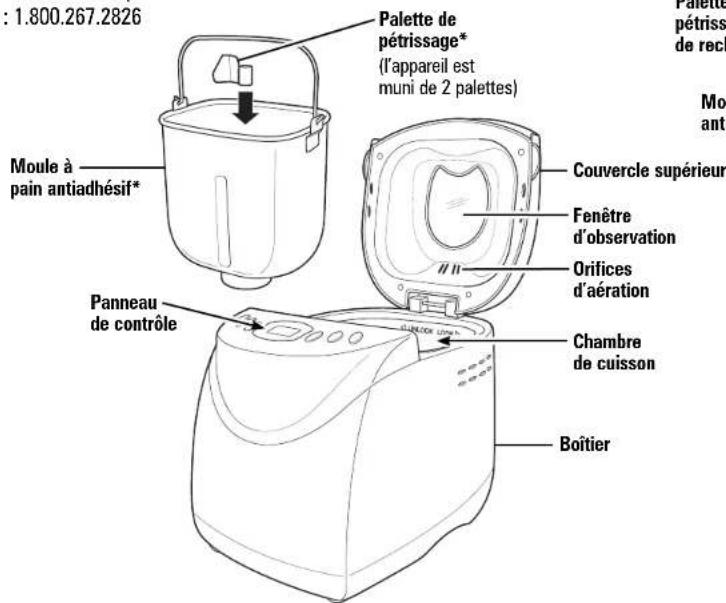 HAMILTON BEACH Home Baker 29881 - Pièces et caractéristiques - 1