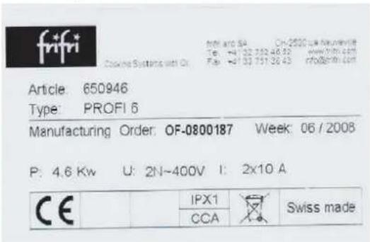 FRIFRI Profi+ - Identificazione apparecchio - 1