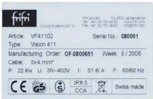 FRIFRI Elegance M+ - Identification of the appliance - 1