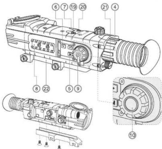 PULSAR Digisight N750UA - BESTANDTEILE DES ZIELFERNROHRES UND STEUERORGANE - 2