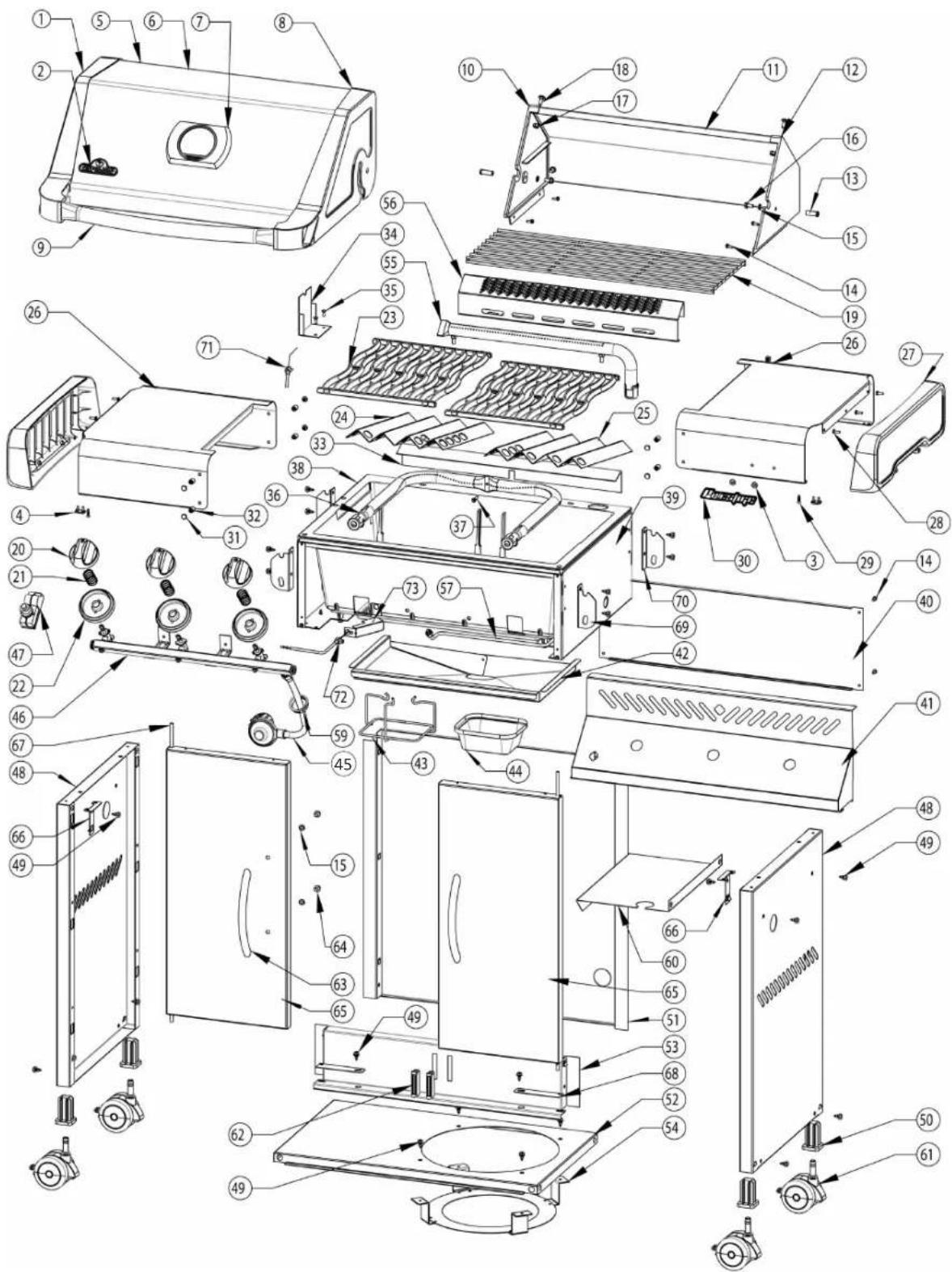 Napoleon Prestige 308 - P308 / P308RB PARTS DIAGRAM / DIAGRAMME DE PIECES - 1