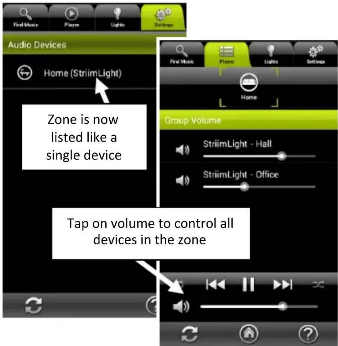 AwoX Striim StriimLight WiFi Color - Playing music to a zone (mulple speakers) - 1