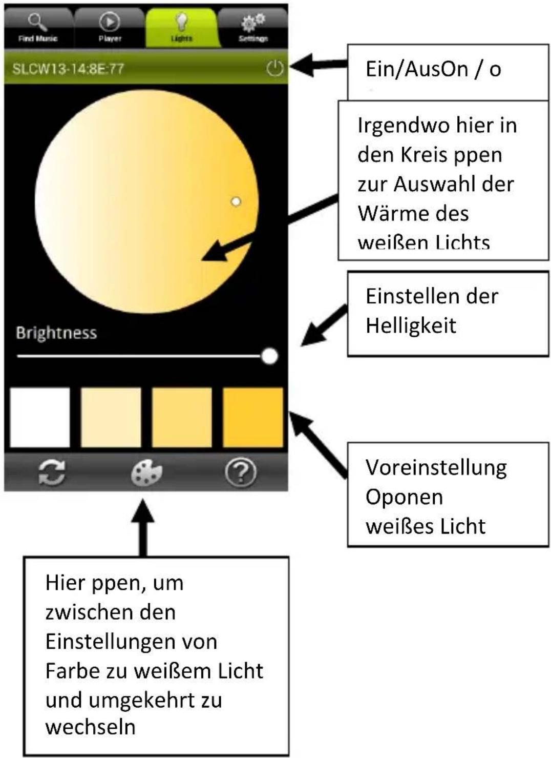 AwoX Striim StriimLight WiFi Color - Einstellungen weißes Licht - 1