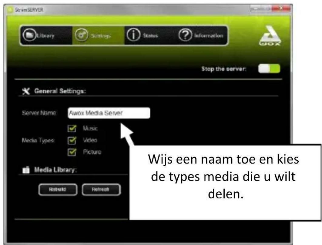 AwoX Striim StriimLight WiFi Color - De applicae opent het venster Sengs: - 1