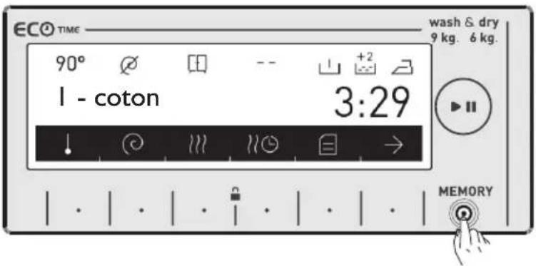 WHIRLPOOL AWZ 9614 F - Touché de fonction d'enregistrement en mémoire (MEMORY) - 8