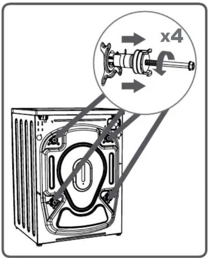 TELEFUNKEN TFNVIN1455RED - CHAPITRE -3 : INSTALLATION DE VOTRE LAVE LINGE (RETRAIT DES VIS DE BRIDAGE TRANSPORT) - 1