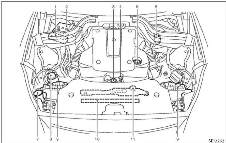 INFINITI FX50 (2011) - POINTSDEVÉRIFICATIONDUCOMPARTIMENTMOTEUR - 1