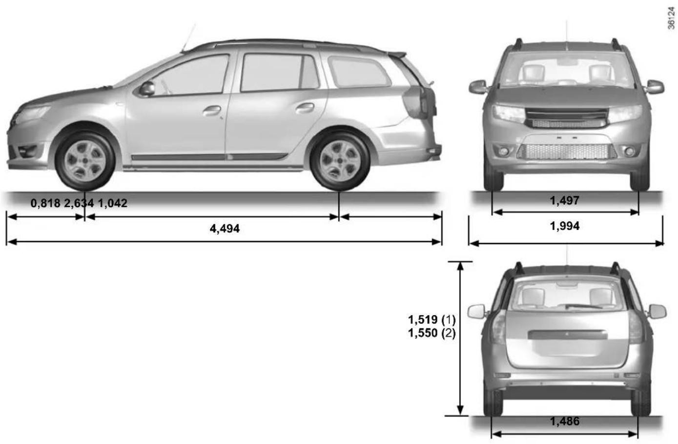 DACIA Logan MCV (2013) - DIMENSIONS (en metres) (3/3) - 1