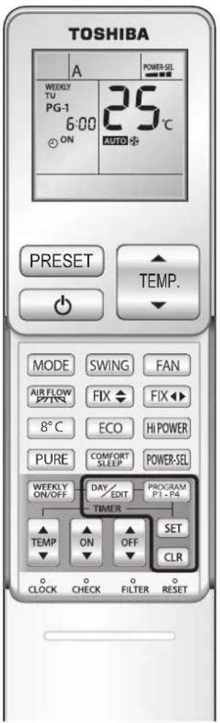 TOSHIBA RAS16G2KVP - Désactivation du mode MINUTERIE HEBDO - 1