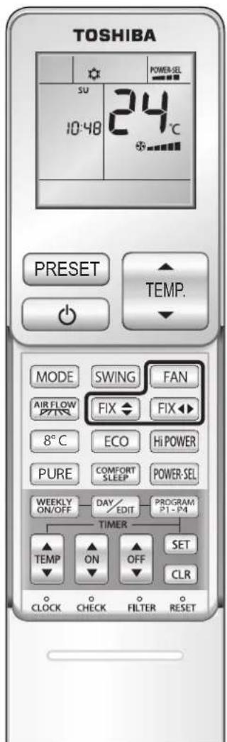 TOSHIBA RAS10G2KVP - Débit d'air, orientation du flux d'air et mode oscillant - 1