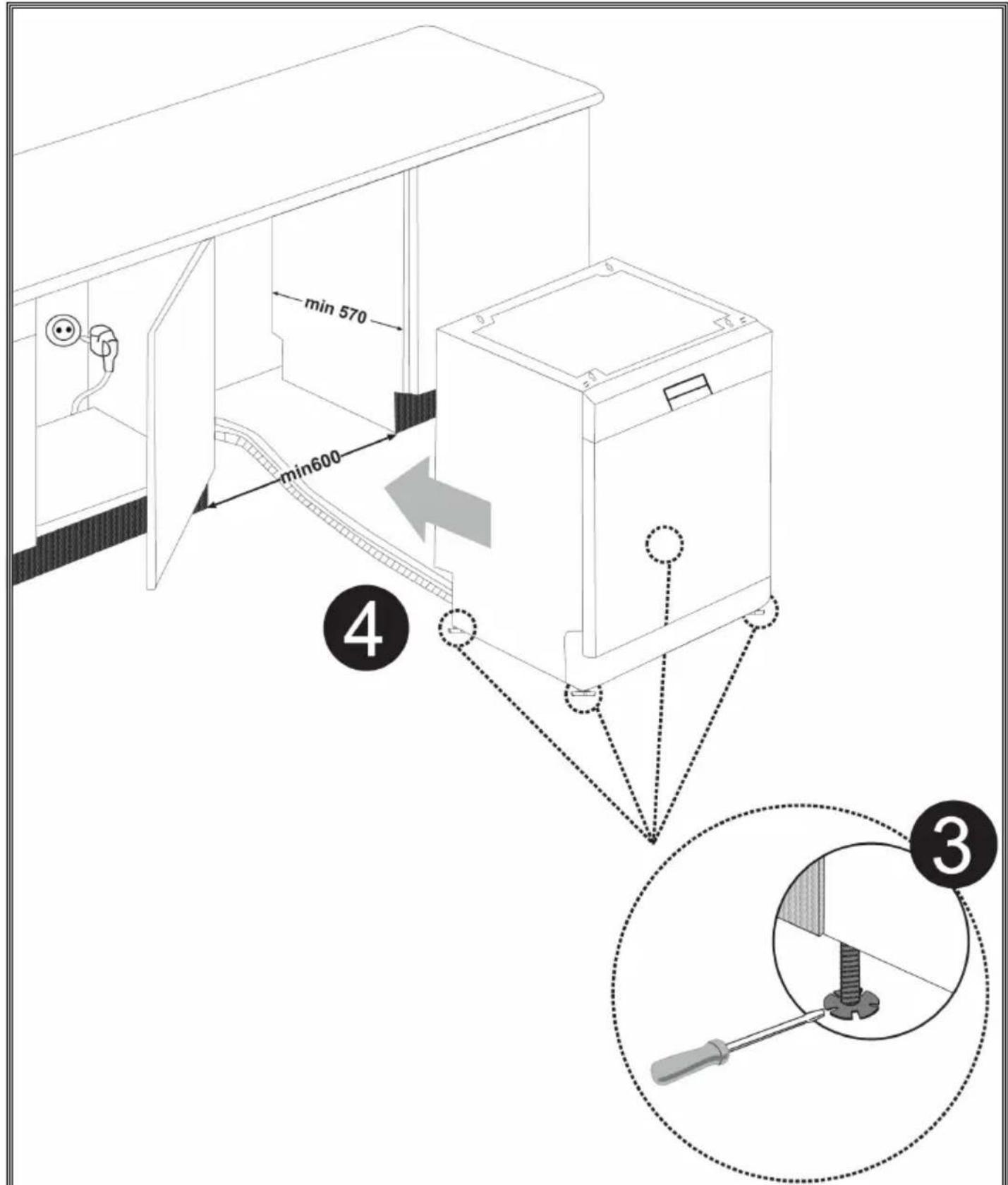 TELEFUNKEN TDW45 - Installation sous un plan de travail - 2