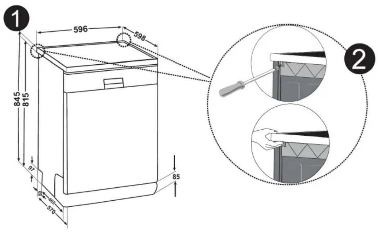 TELEFUNKEN TDW45 - Installation sous un plan de travail - 1