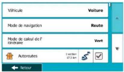 MAPPY Ulti S547 FM - Modification des types de routes utilisés dans la planification d'itinéraire - 2
