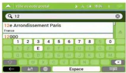 MAPPY Iti E431T - Utiliser le code postal pour selectionner une destination - 3