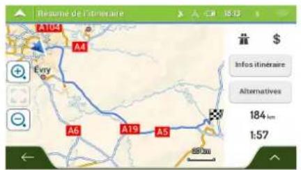MAPPY Iti E431T - Vérifier des informations sur l'itinéraire et les alternatives - 3