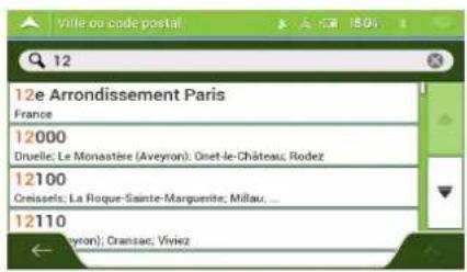 MAPPY Iti E431T - Utiliser le code postal pour selectionner une destination - 4