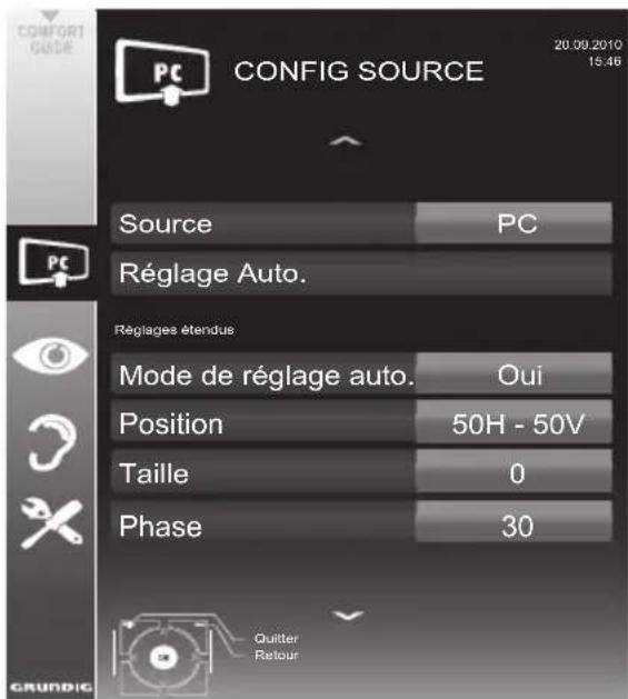 GRUNDIG 32 VLE 2012 EC - Réglages pour le mode PC - 1