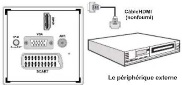 WALTHAM WTHD 3212 B - Connexion du téléviseur à un lecteur de DVD via HDMI - 1