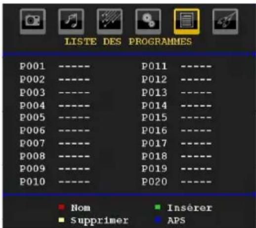 WALTHAM WT 2211 W PVR - Tableau des programmes - 1