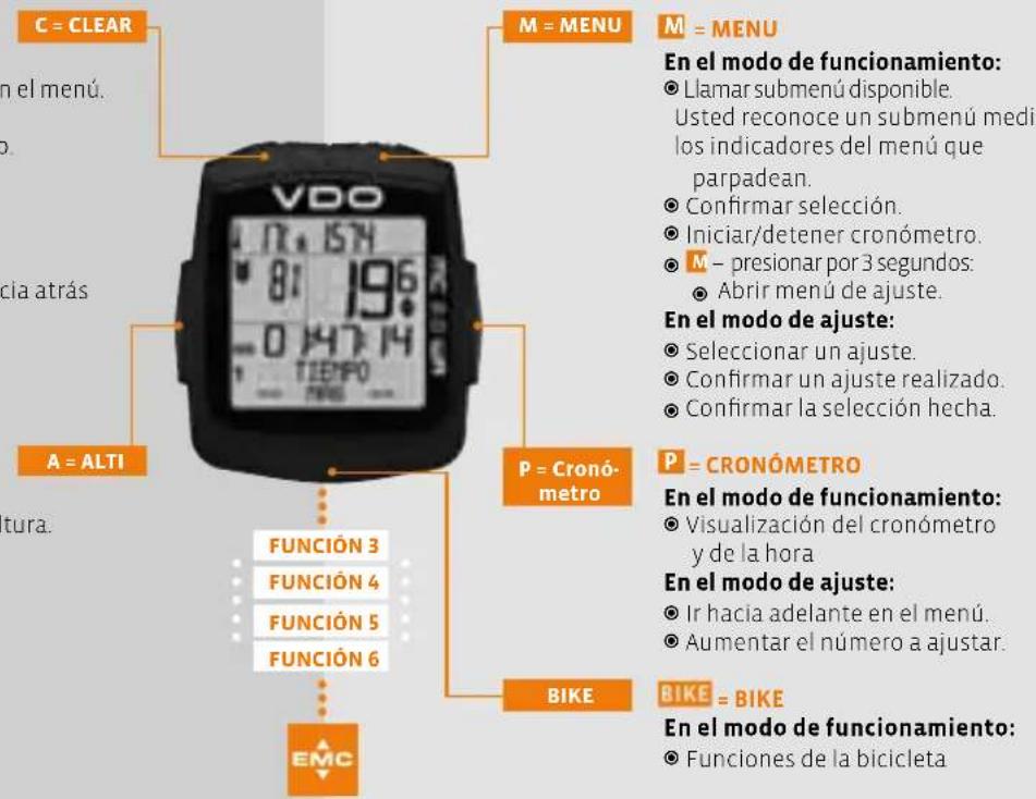 VDO MC 2.0 WR - En el modo de ajuste: - 1