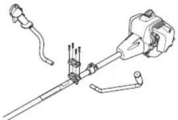 HUSQVARNA 533RS - Ohjausaisan ja kaasukahvan asennus - 2