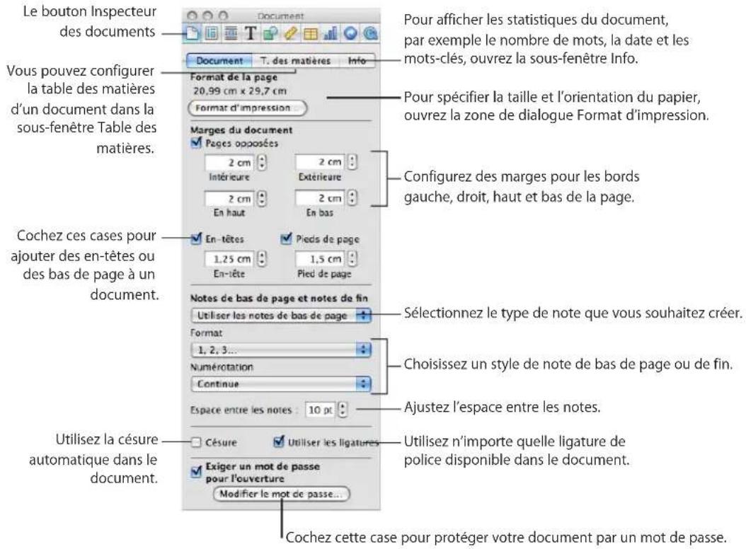 APPLE Pages 09 - Pour ouvrir l'inspecteur Document : - 1