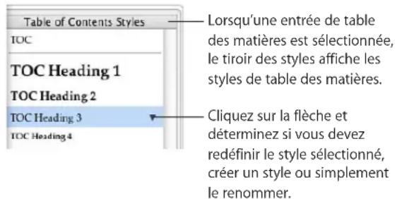 APPLE Pages 09 - Définition du style d'une table des matières - 1