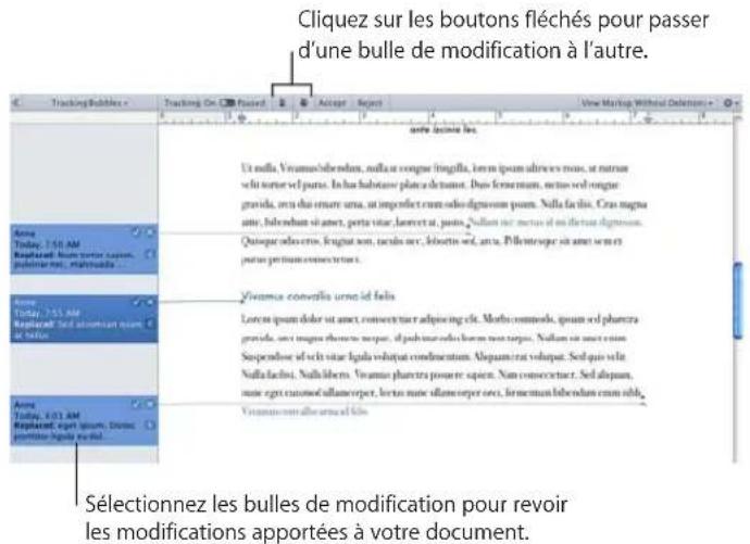 APPLE Pages 09 - Voici plusieurs manières d'accepter ou de rejeter des modifications suivies : - 1