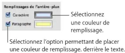 APPLE Pages 09 - Définition des couleurs de remplissage des caractères et des paragraphes - 1