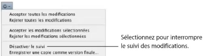 APPLE Pages 08 - Voici différentes façons de contrôler le suivi des modifications : - 1