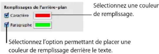 APPLE Pages 08 - Pour placer une couleur de remplissage de caractère ou de paragraphe derrière le texte en utilisant l'Inspecteur de texte : - 1