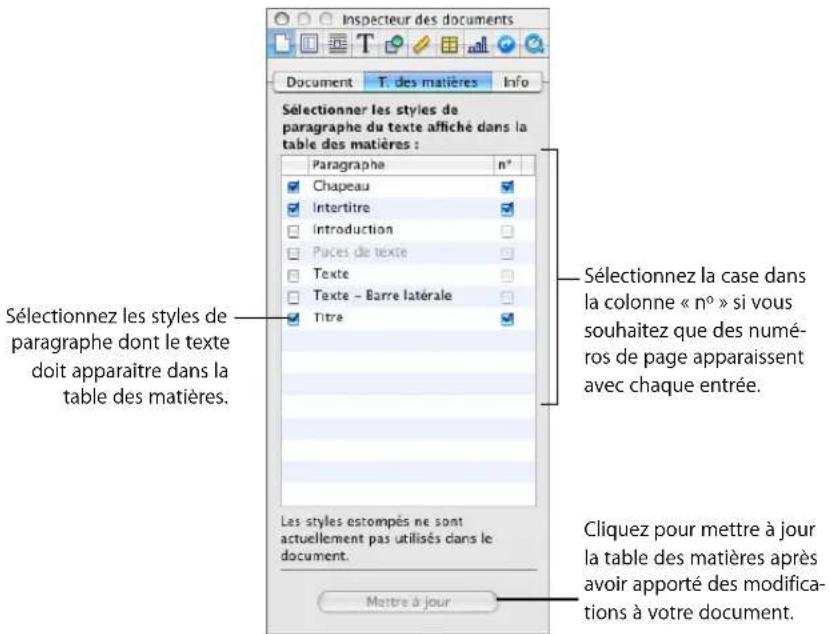 APPLE Pages 08 - Pour créer une table des matières : - 1