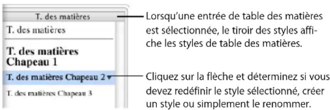 APPLE Pages 08 - Pour modifier l'aspect d'une entrée de table des matières : - 1
