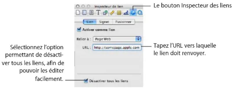 APPLE Pages 08 - Pour ajouter un lien hypertexte qui ouvre une page web : - 1