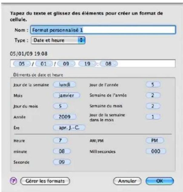 APPLE Numbers 09 - Création d'un format Date et heures personalisé - 1