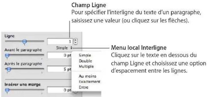 APPLE Numbers 09 - Pour régler l'inter ligne à l'aide de l'Inspecteur du texte : - 1
