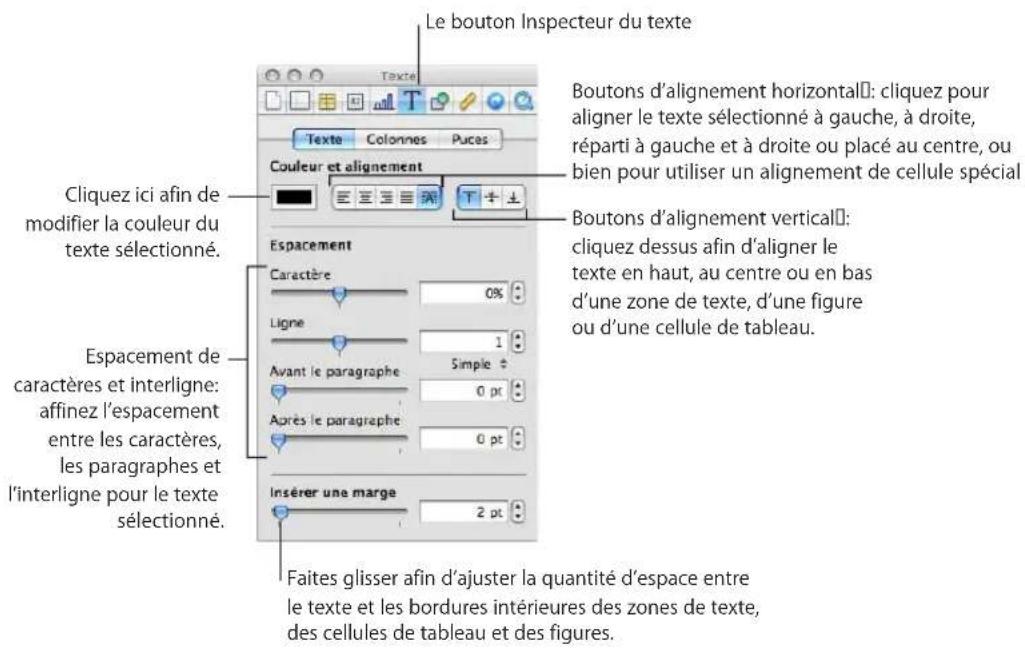 APPLE Numbers 09 - Définition de l'alignement, de l'espacement et de la couleur du texte - 3