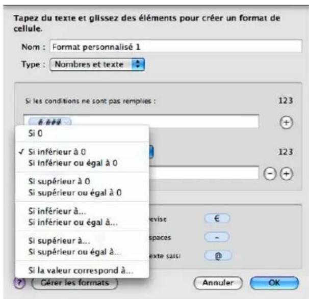 APPLE Numbers 09 - Pour creer un format numérique personnalise doté de conditions : - 1