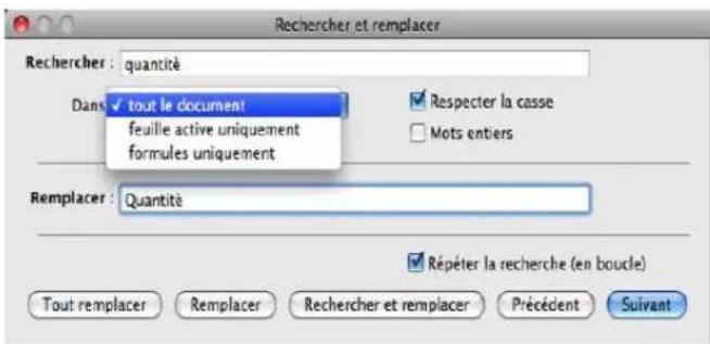 APPLE Numbers 09 - Recherche et remplacement de texte - 2