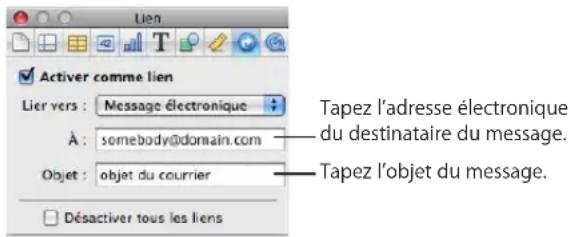 APPLE Numbers 09 - Pour ajouter un lien hypertexte vers un message électronique : - 1