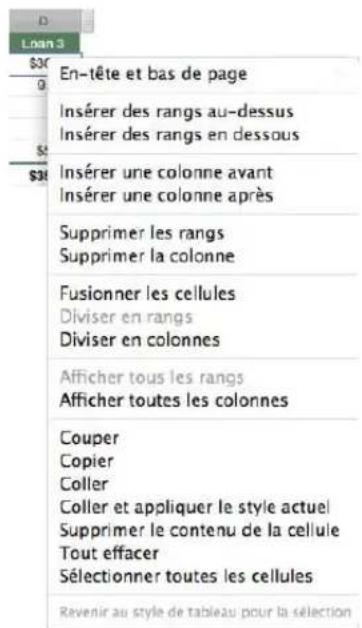 APPLE Numbers 09 - Pour ouvrir un menu contextual : - 1