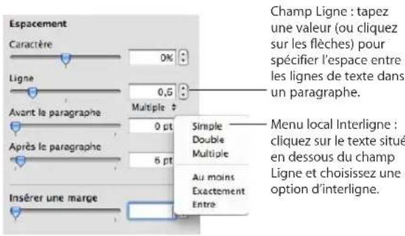 APPLE Keynote 09 - Pour effectuer des réglages poussés de l'inter ligne : - 1