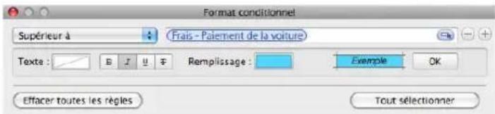 APPLE Keynote 09 - Pour configurer ou modifier des règes de mise en forme conditionnelle : - 4