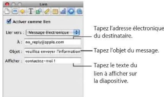 APPLE Keynote 09 - Pour ajouter un lien hypertexte vers un message électronique : - 1