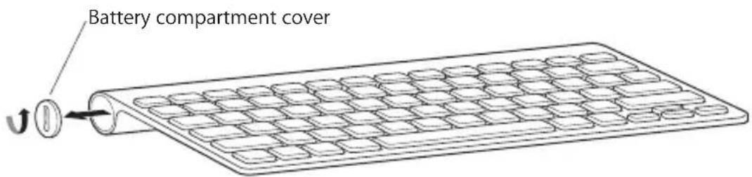 APPLE Wireless (2007) - To install batteries in the keyboard: - 1