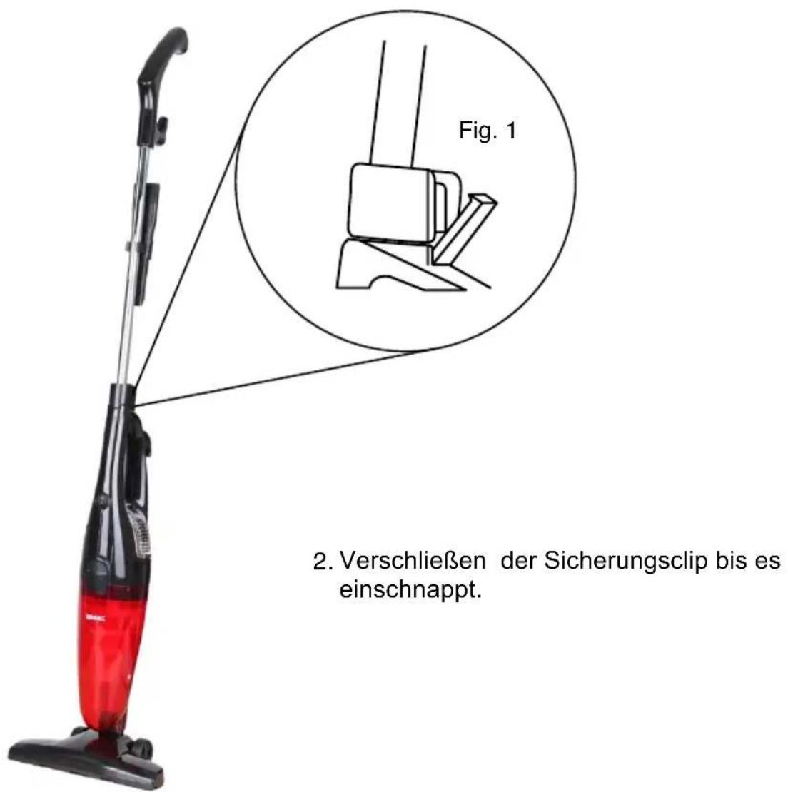 Duronic VC6B - Setzen der metalische Griff in dem Hauptgerät ein: - 1