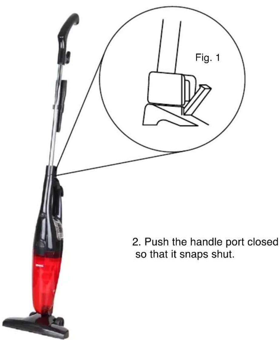 Duronic VC6B - Inserting the metal handle into the main body: - 1