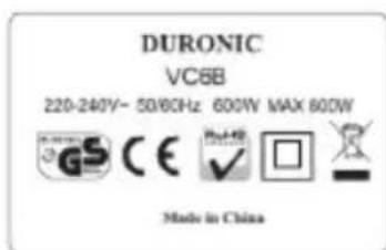 Duronic VC6B - Important: - 1