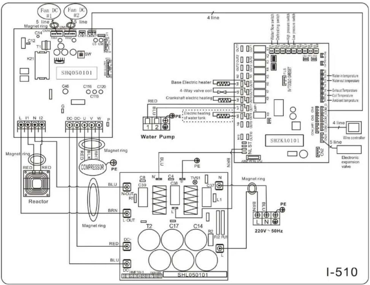 Hydro-Pro Inverter 35T - ZWEMBAD WARMTEPOMP BEDRADING SCHEMA - 1